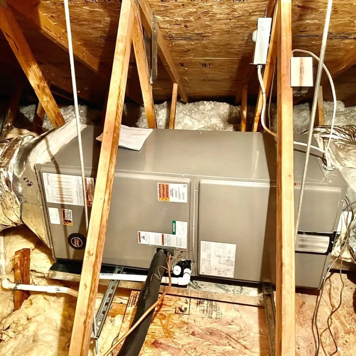 Air handler and furnace installed in a Las Vegas attic